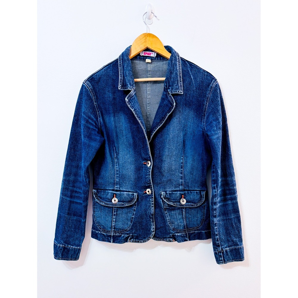 SPICE Blue Denim Tailored Blazer Y2K Casual Medium